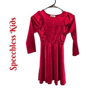Speechless Kids Girls Dress Sz 8 Red Velvet Sparkles throughout Ruffles Tie Back
